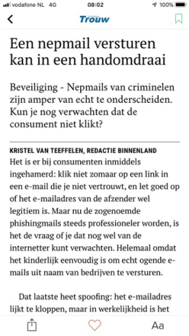 Trouw artikel over nepmails