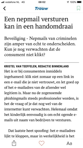 Trouw artikel over nepmails